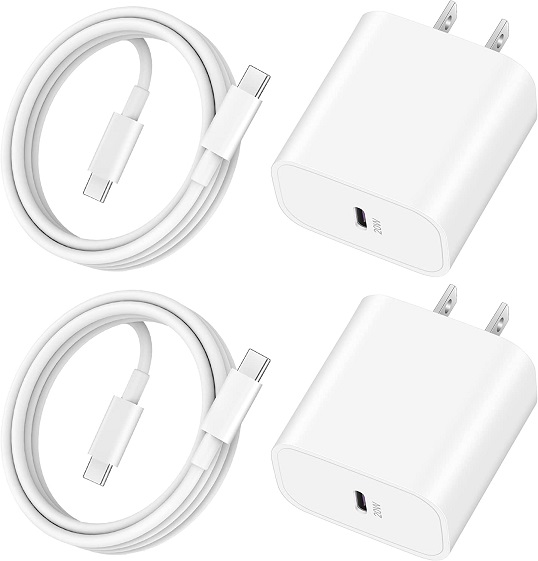 20W Fast Charger for iPhone 17/17 Pro Max/Air/16/16 Pro Max/16 Plus, iPad Pro 13/12.9/11 inch, iPad 10th/Mini 6, AirPods, 2Pack USB C Wall Charger Type C Fast Charging Block with 3FT USB C to C Cable