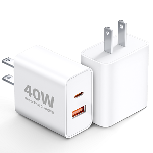 USB C Charger Block, 2 Pack 2-Port 40W Dual USB-C & USB-A Wall Charger Power Adapter PD/QC Fast Charging Block Brick Cube for iPhone 17/17 Pro Max/Air/16/15/14/13/12/11/Pro Max, iPad, Galaxy, Android