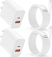 iPhone 17 16 15 Pro Max Charger Fast Charging, 2-Pack 40W Dual Port USB C Fast Wall Charger Block with 6FT Type C Cable Cord for iPhone 17/17 Pro/17 Pro Max/Air/17e/16/16 Pro Max/15/15 Plus, iPad Pro